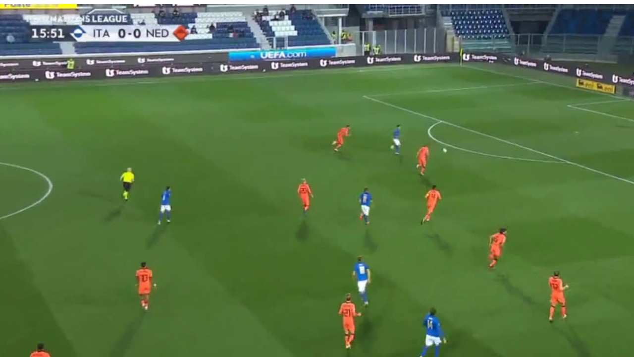 L'assist di Barella contro l'Olanda