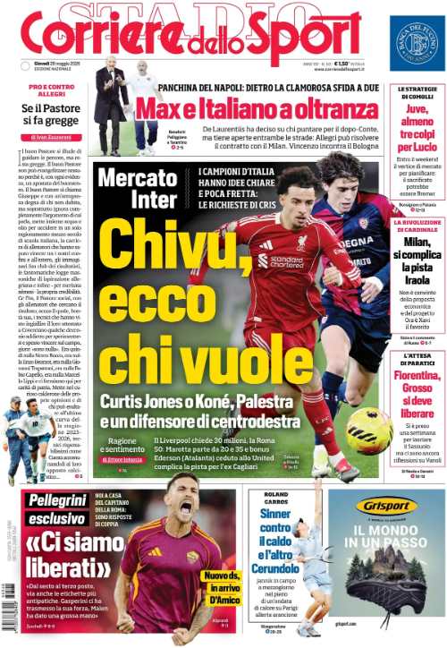 Prima pagina Corriere dello Sport 28 maggio 2026